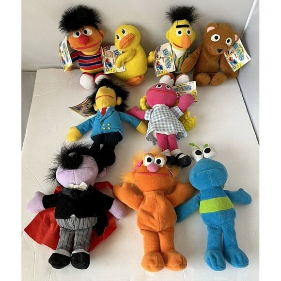 Vtg 90s Tyco Sesame Street Plush Muppets 8” Lot 9 Bert Ernie 1997 Characters - Picture 1 of 16